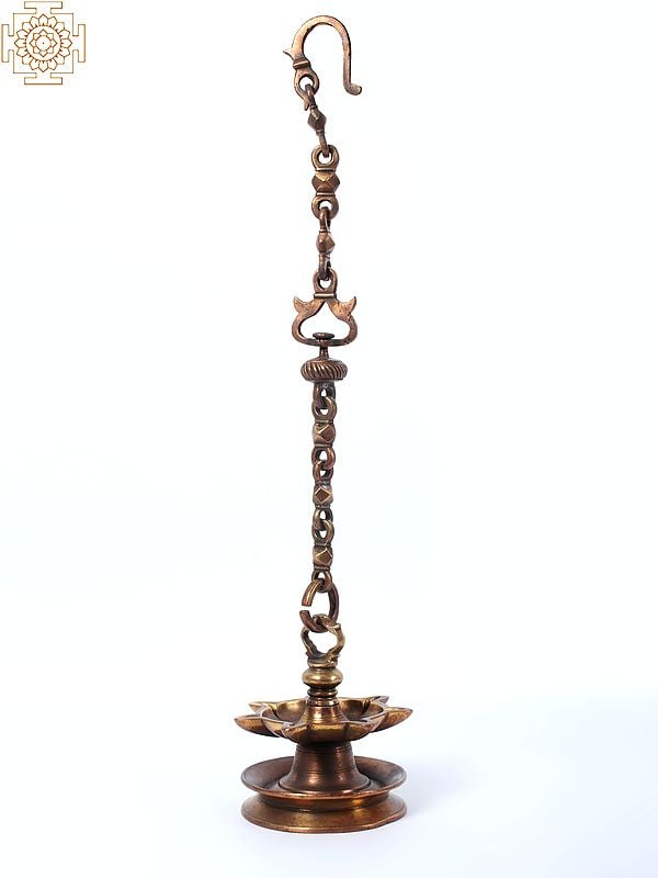 24'' Brown Toned Hanging Lamp | Brass