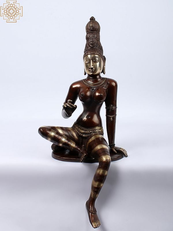 19'' Goddess Uma Seated | Brown and Gold | Brass