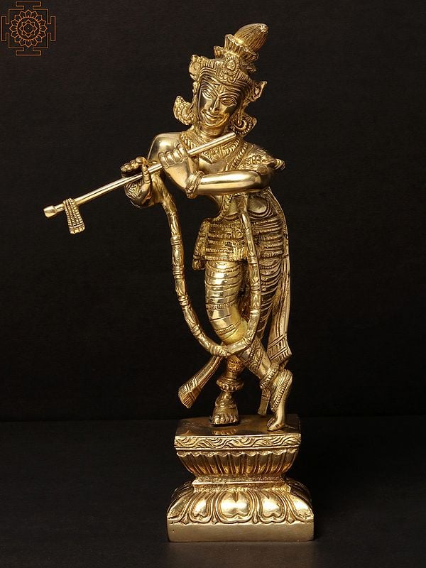 11'' Standing Tribhanga Murari Krishna | Brass Statue