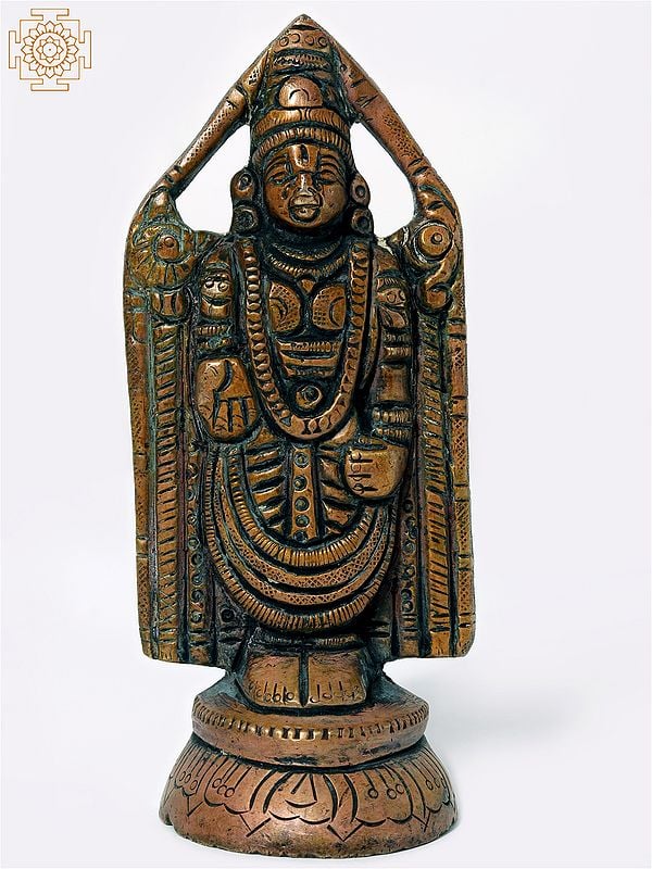 4" Small Tirupati Balaji (Venkateshvara) in Brass