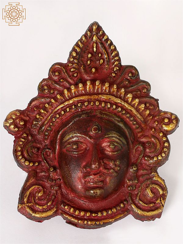 4" Goddess Durga Face in Brass | Wall Hanging Brass Idols
