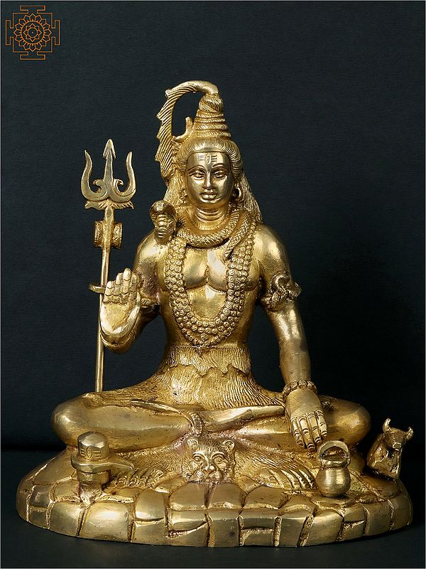 9" Blessing Lord Shiva Brass Statue