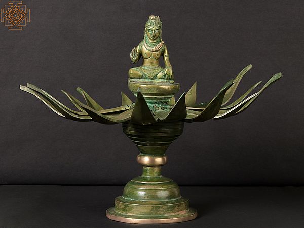 13" Blessing Lord Shiva Brass Statue Inside The Collapsible Lotus