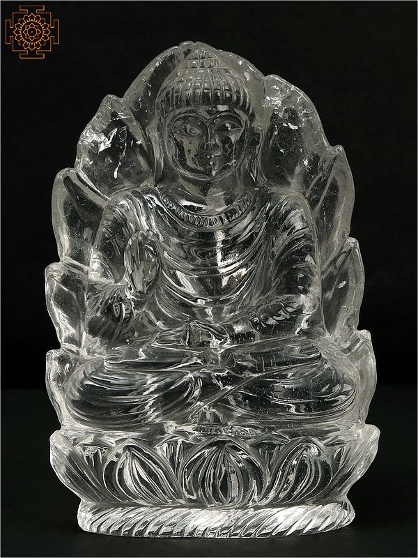 4" Crystal Buddha Stone Statue in Vitark Mudra