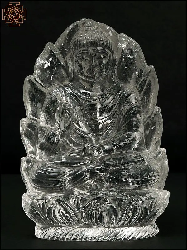 4" Crystal Buddha Stone Statue in Vitark Mudra