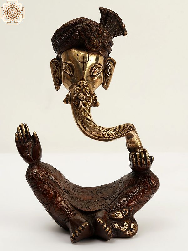 10" Brass Decorative Pagdi Ganesha | Home Décor