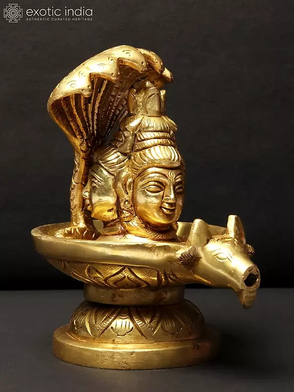 4" Small Brass Shivalinga Idol with Sheshnag