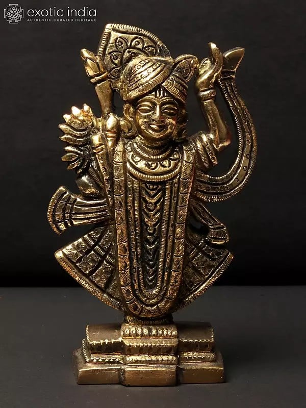 5" Small Brass Shrinathji Sculpture