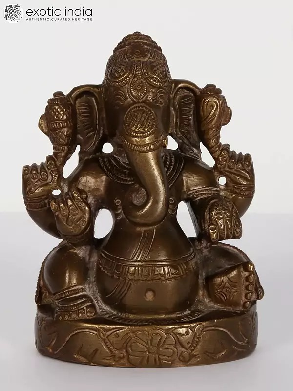 4" Small Brass Lord Ganesha Sculpture