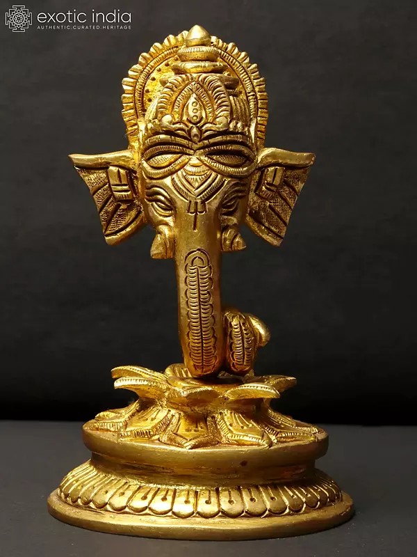4" Small Decorative Ganesha Sculpture in Brass