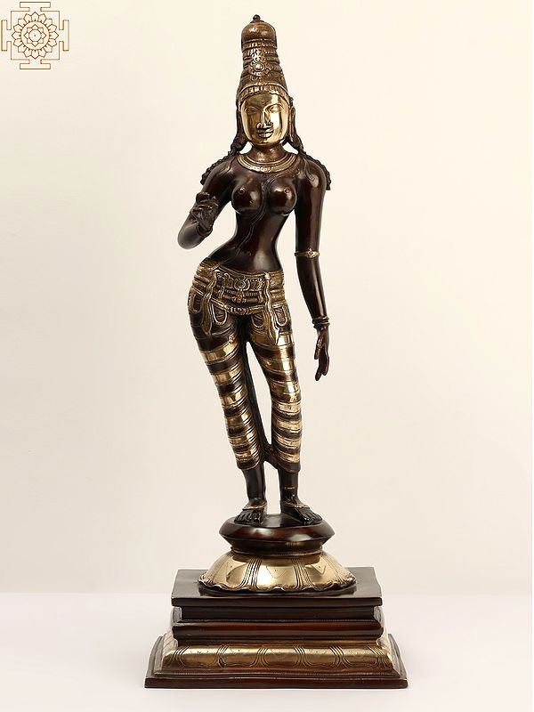 24" Brass Standing Goddess Uma (Parvati)