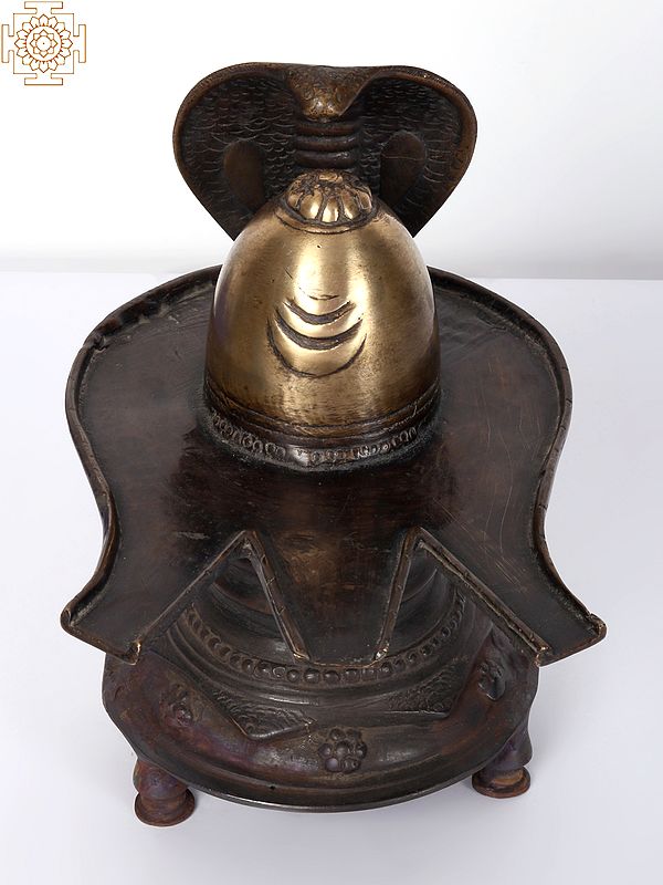 8" Shivalinga Brass Idol with Sheshnag