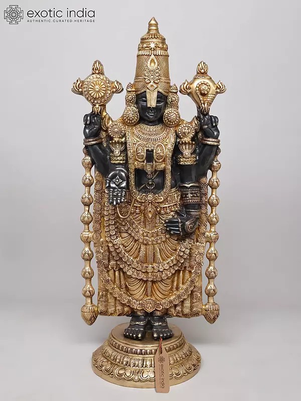 Large Standing Tirupati Balaji (Venkateshvara) Brass Statue