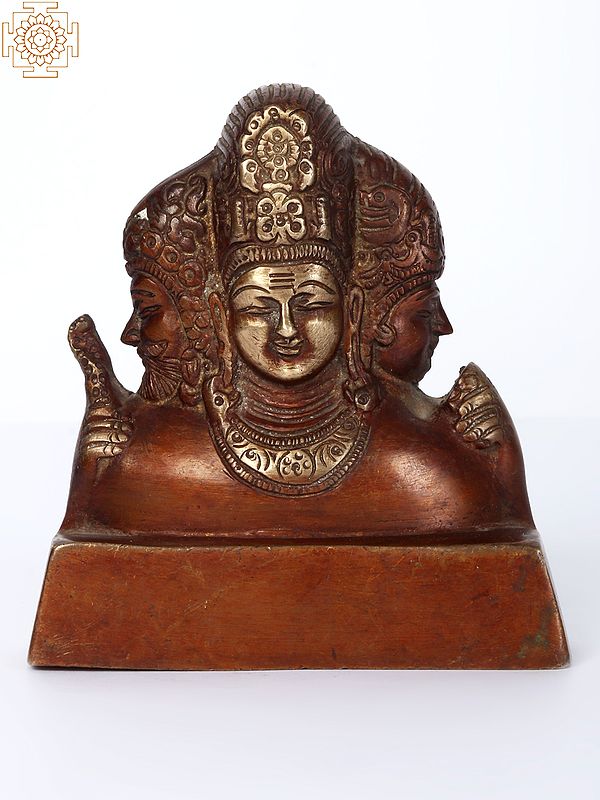4" Small Trimurti Brass Statue (Brahma, Vishnu and Mahesha)
