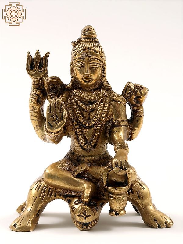 4" Small Blessing Lord Shiva Brass Statue