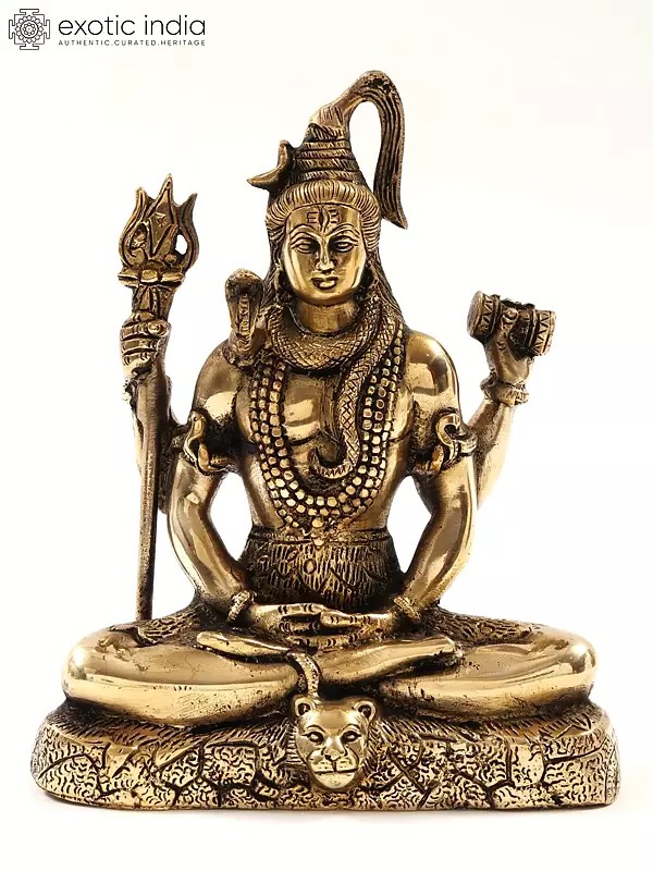 8" Lord Shiva Idol In Dhyana Mudra | Brass Statue