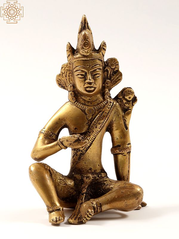 5" The Vedic God Indra | Small Brass Statue