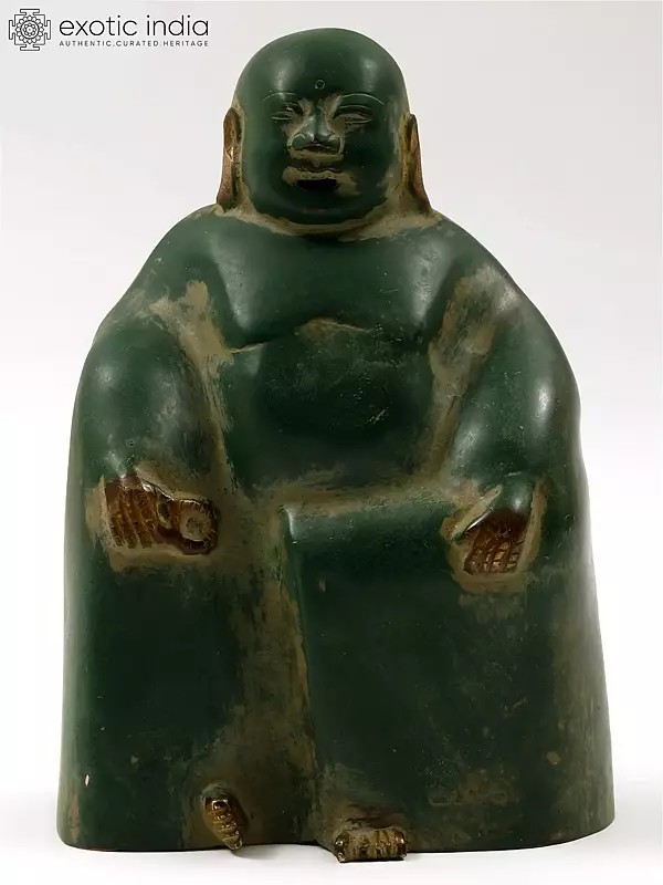 8" Brass Seated Budai Statue