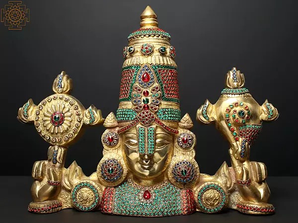 19" Venkateswara as Balaji at Tirupati with Inlay Work | Wall Hanging