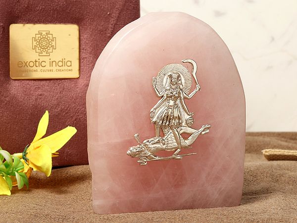 Sterling Silver Goddess Kali on Rose Quartz Gemstone with Gift Box