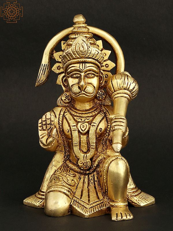 Blessing Hanuman Figurine in Brass