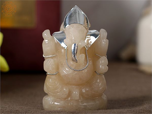 Light Yellow Quartz Lord Ganesha Idol with Gift Box