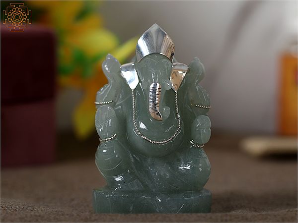 Light Green Aventurine Lord Ganesha Idol with Gift Box