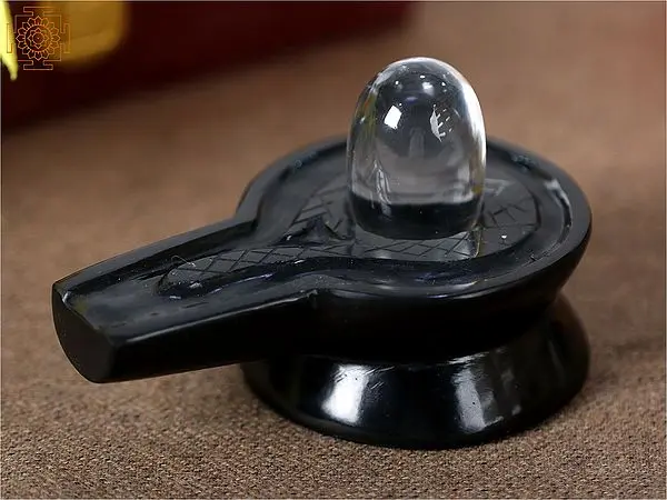 Crystal Lingam with Black Agate Yoni with Gift Box