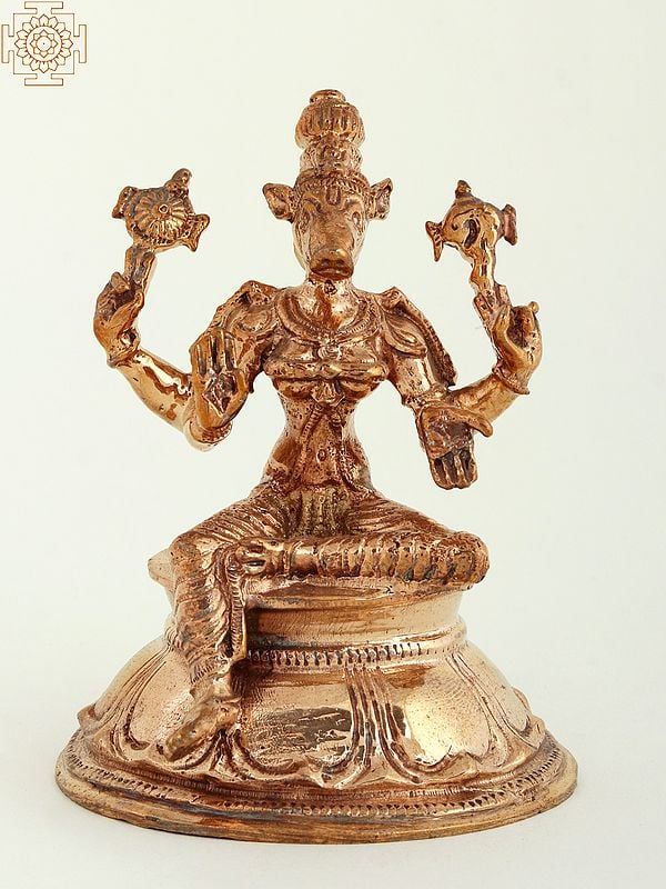 4" Small Goddess Varahi Statue in Bronze