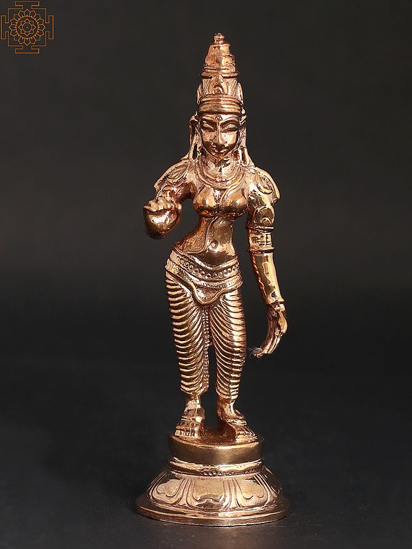 4" Small Standing Bronze Uma/Paravati Statue | Handmade