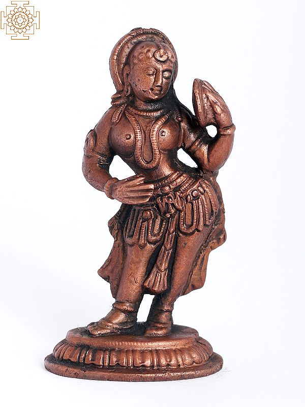 3" Small Copper Apsara Statue (Inspired by Khajuraho)