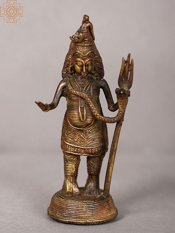 4" Small Tribal Lord Shiva Brass Statue