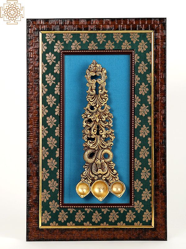 16" Brass Kapoor Aarti Spoon Nagraj Design with Frame