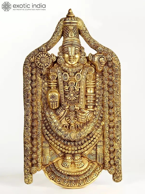 22" Tirupati Balaji (Venkateshvara) Wall Hanging Statue in Brass