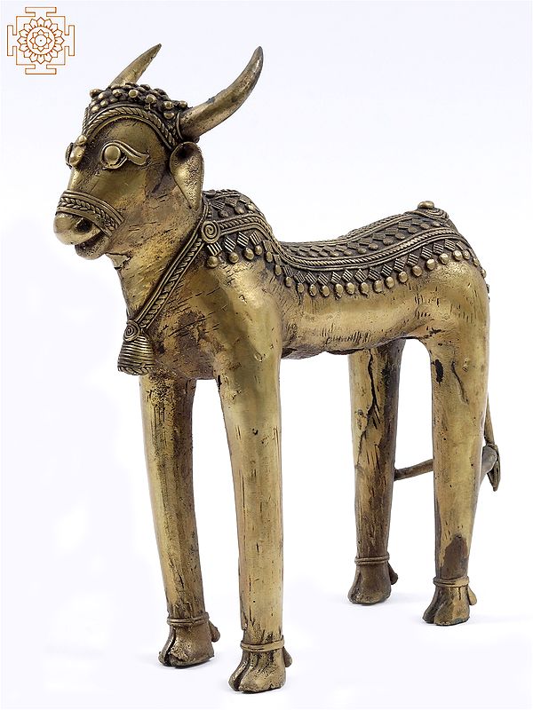 9" Decorative Tribal Nandi Brass Statue