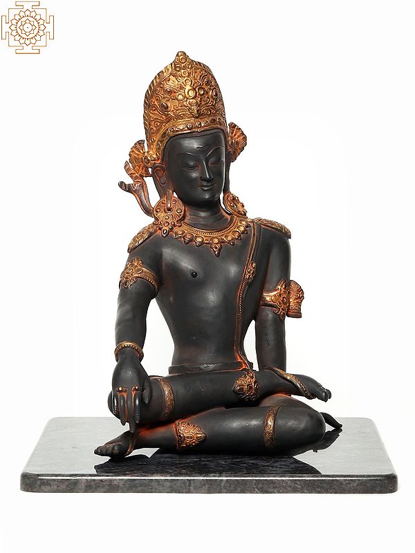 15" Lord Indra Nepalese Copper Statue on Granite Base