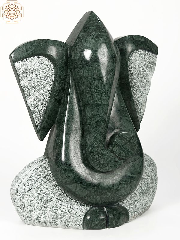 26" Large Ears Ganesha Modern Green Stone Statue Exotic India Art