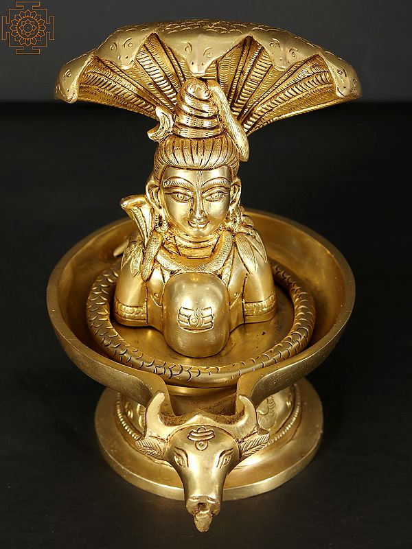 8" Lord Shiva Enshrined as Linga in Brass