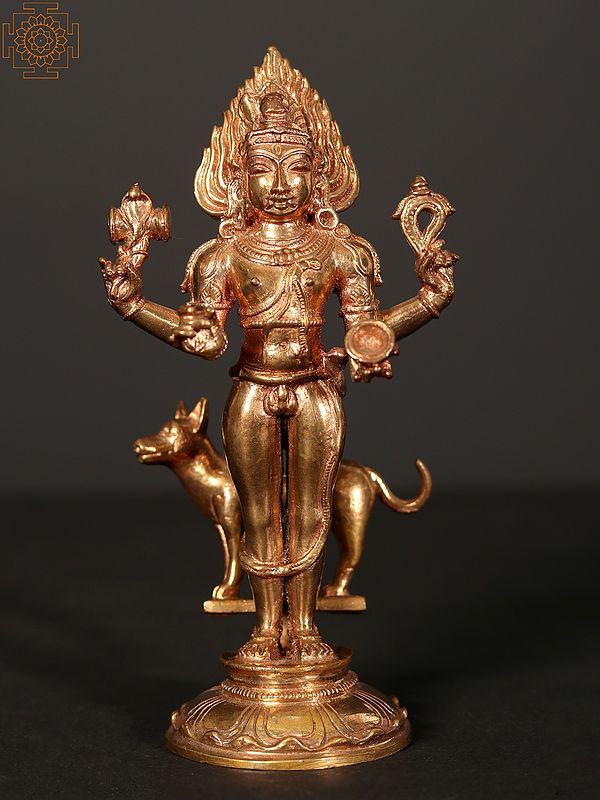 5" Small Lord Shiva as Bhairava Bronze Statue