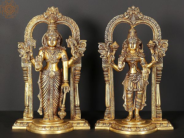 13" Standing Lakshmi - Narayana Brass Statue