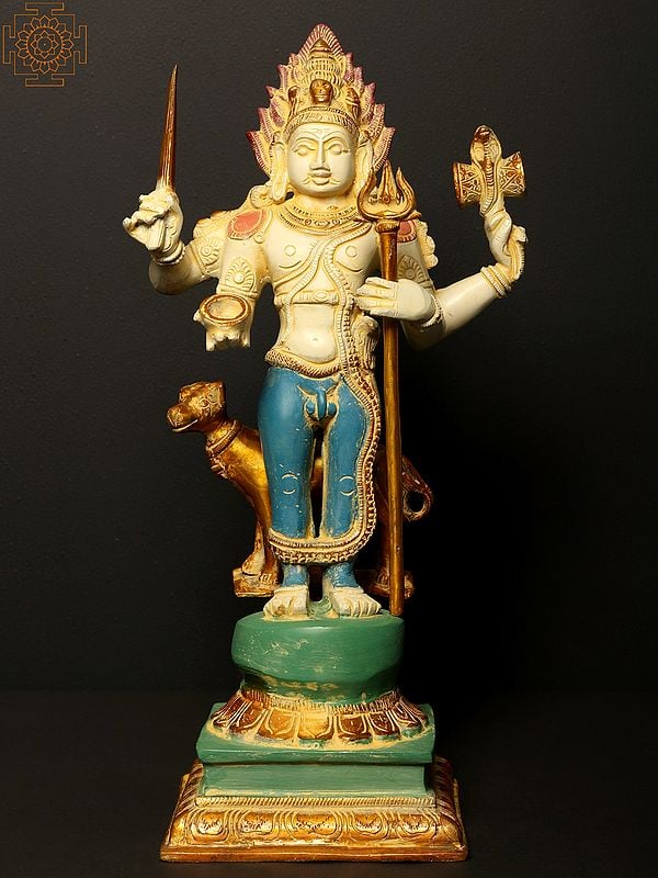 17" Colorful Bhagawan Shiva as Bhairava Brass Statue