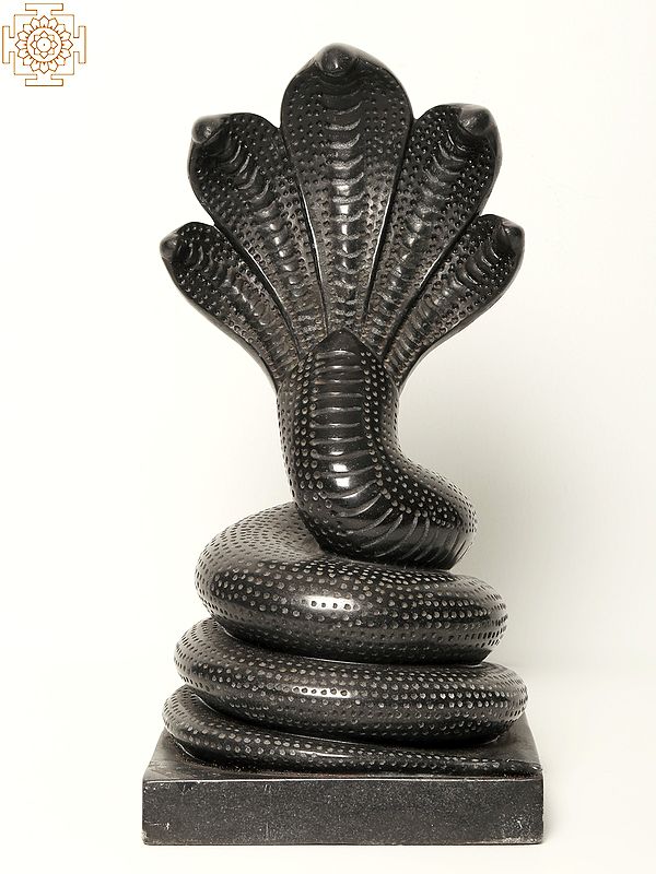 14" Black Marble Sheshnaag Statue