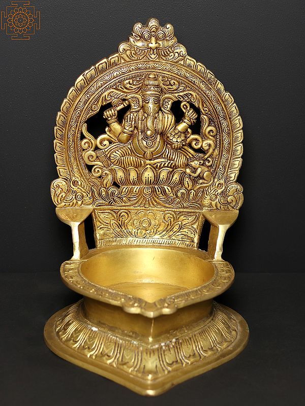 16" Brass Blessing Ganesha Oil Lamp
