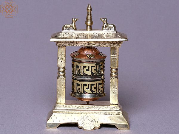 5" Gate Mane (Prayer Wheel) with Carving | Made In Nepal
