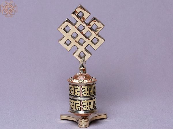 6" Prayer Wheel with Endless Knot on Top | Made In Nepal