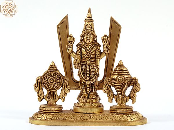 4" Small Fine Quality Lord Tirupati Balaji Statue with Shankh Chakra Tilak