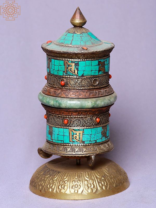 7" Stone Jade Ring Mane (Prayer Wheel) | Made In Nepal