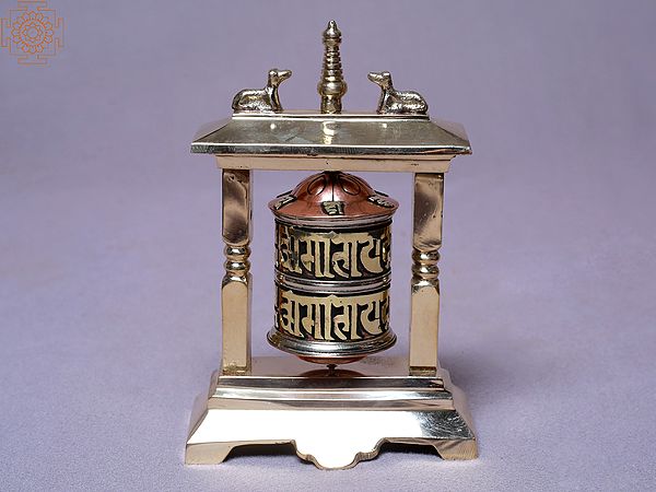 5" Two Pillars Shining Mane (Prayer Wheel) | Made In Nepal