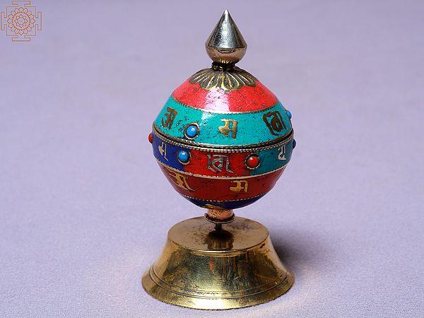 4" Small Ball Stone Setting Prayer Wheel