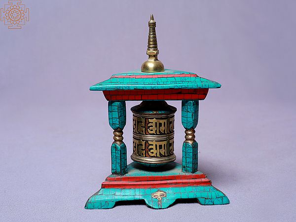 6" Three Pillars Temple Mane (Prayer Wheel) | Made In Nepal